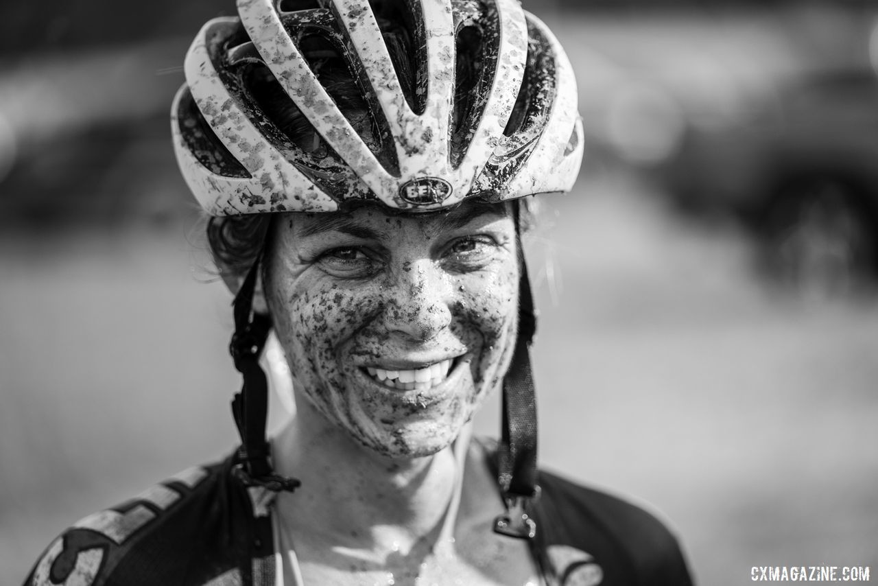 A muddy but satisfied Caroline Nolan on Sunday. 2019 Jingle Cross Weekend. © Drew Coleman