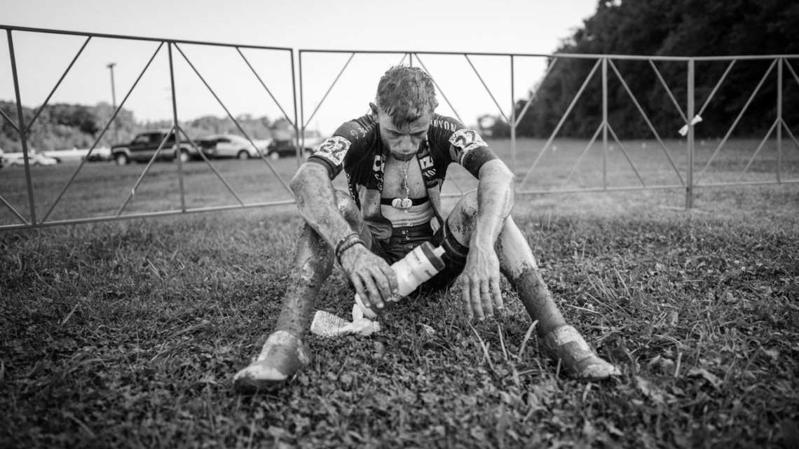 Steve Chainel, Steve was blown after Sunday's hot and muddy race. 2019 Jingle Cross Weekend. © Drew Coleman