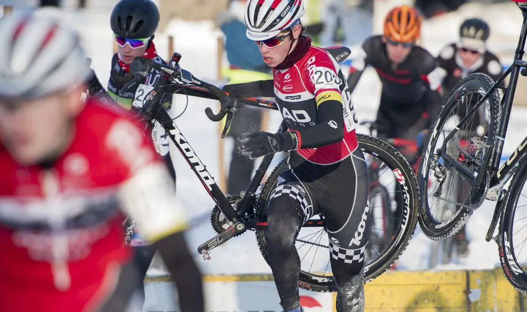 Calder Wood racing to 5th at the 2017 Cyclocross National Championships. © A. Yee / Cyclocross Magazine