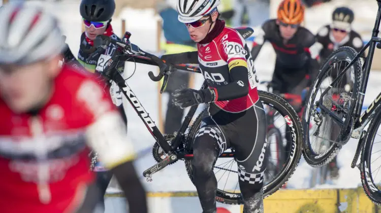 Calder Wood racing to 5th at the 2017 Cyclocross National Championships. © A. Yee / Cyclocross Magazine