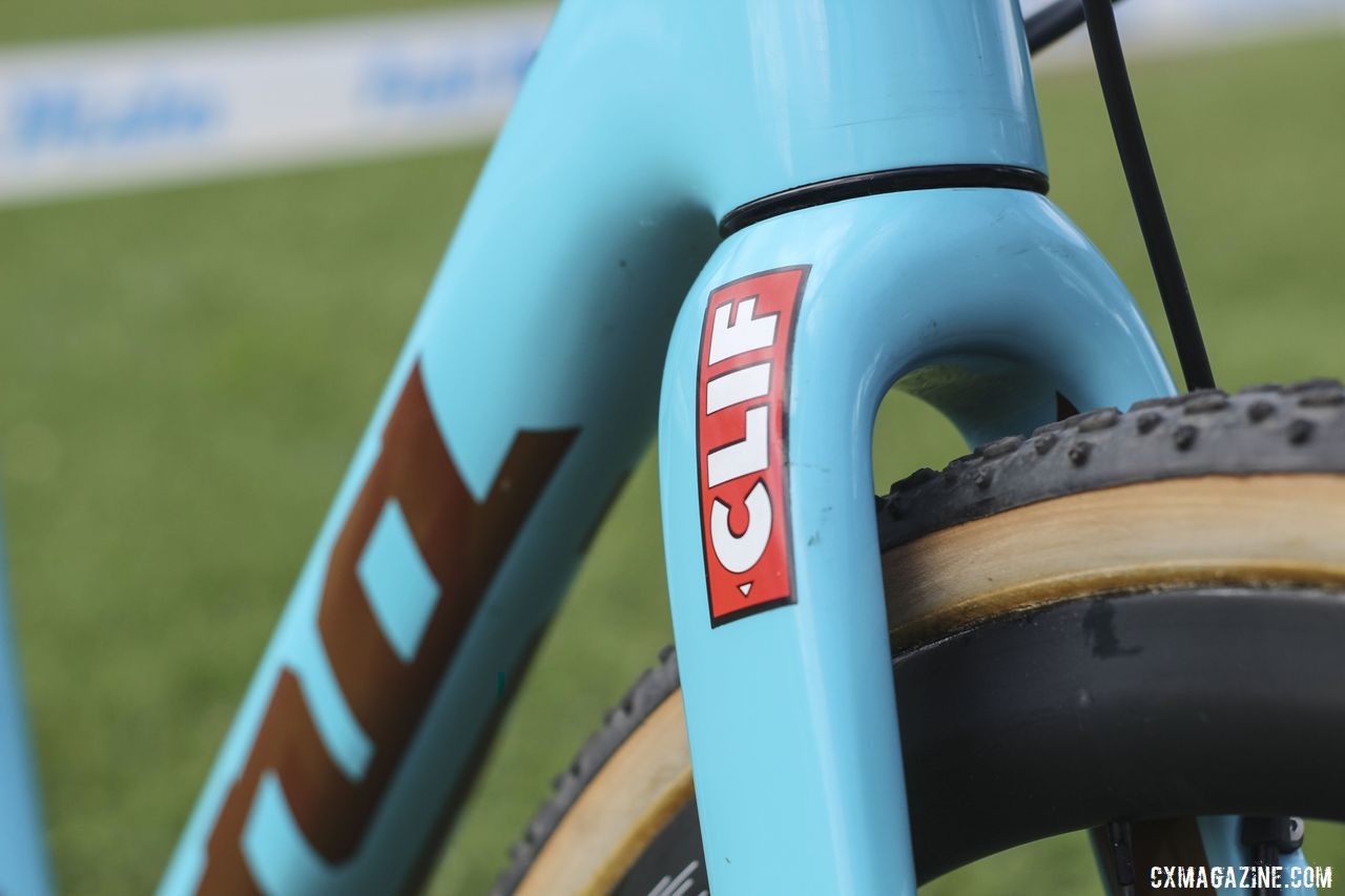 Clif is a long-time sponsor of Team S&M CX. Clara Honsinger's 2019/20 Kona Major Jake. © Z. Schuster / Cyclocross Magazine