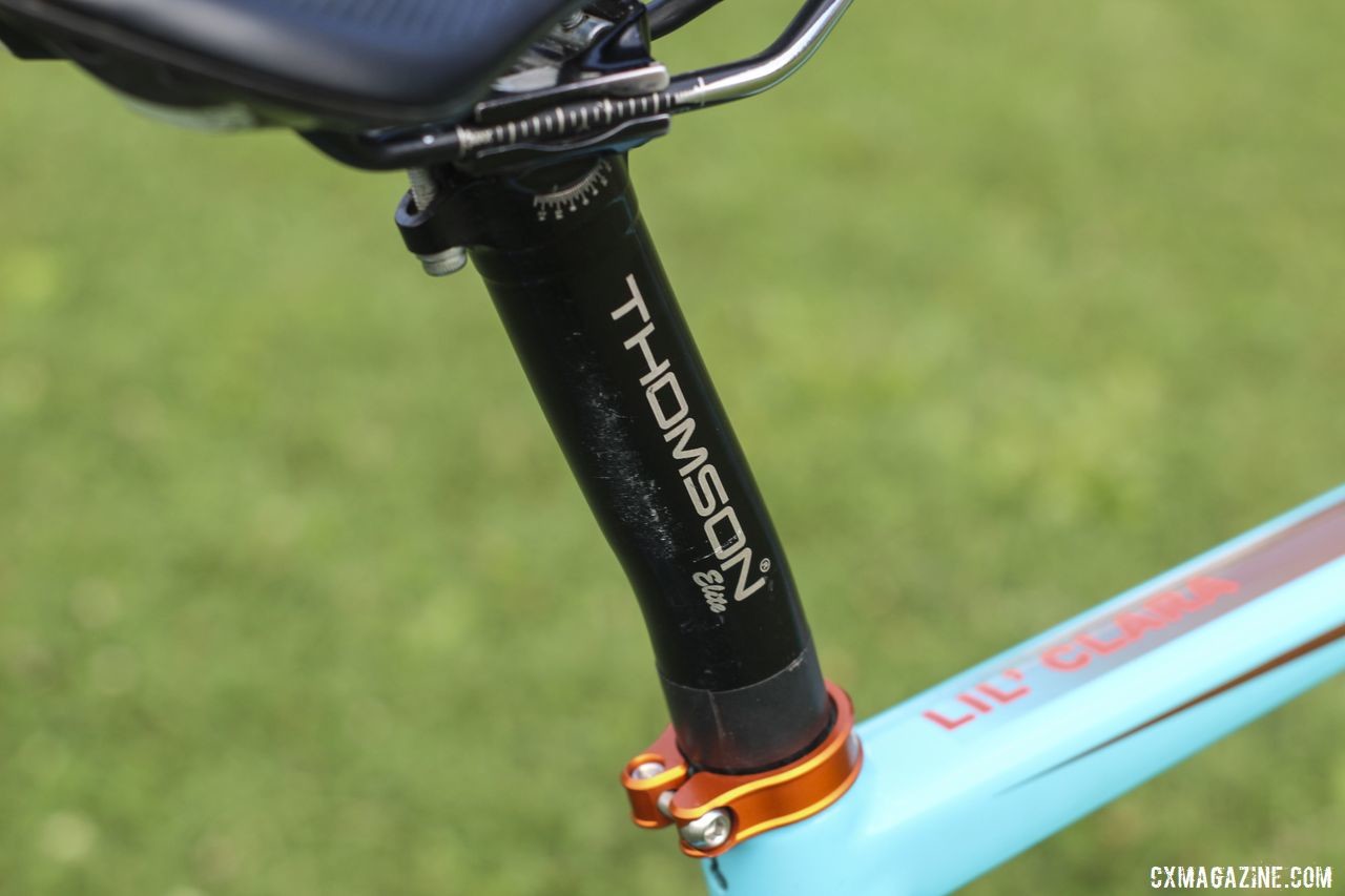 Honsinger used a Thomson Elite alloy seatpost to hold her saddle. Clara Honsinger's 2019/20 Kona Major Jake. © Z. Schuster / Cyclocross Magazine