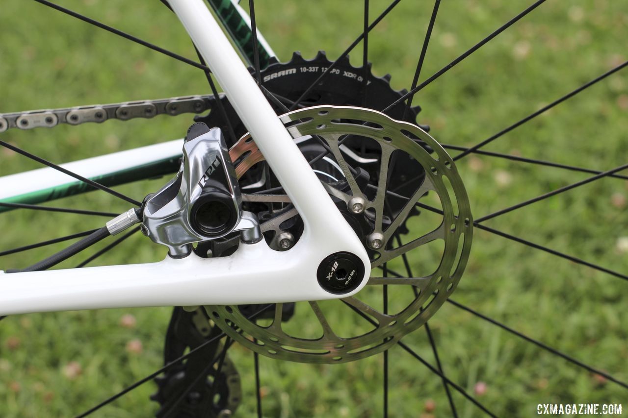 White braked with SRAM Red eTap AXS HRD calipers and SRAM Centerline rotors. Curtis White's 2019/20 Cannondale SuperX Cyclocross Bike. © Z. Schuster / Cyclocross Magazine