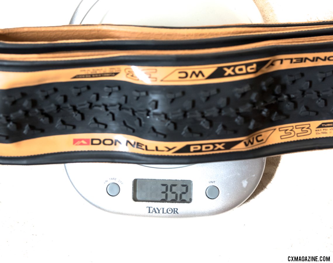 Donnelly's new handmade PDX WC tubeless cyclocross clincher is 34g heaver than the tube-type PDX and 76g lighter than the nylon but larger tubeless PDX. © C. Lee / Cyclocross Magazine