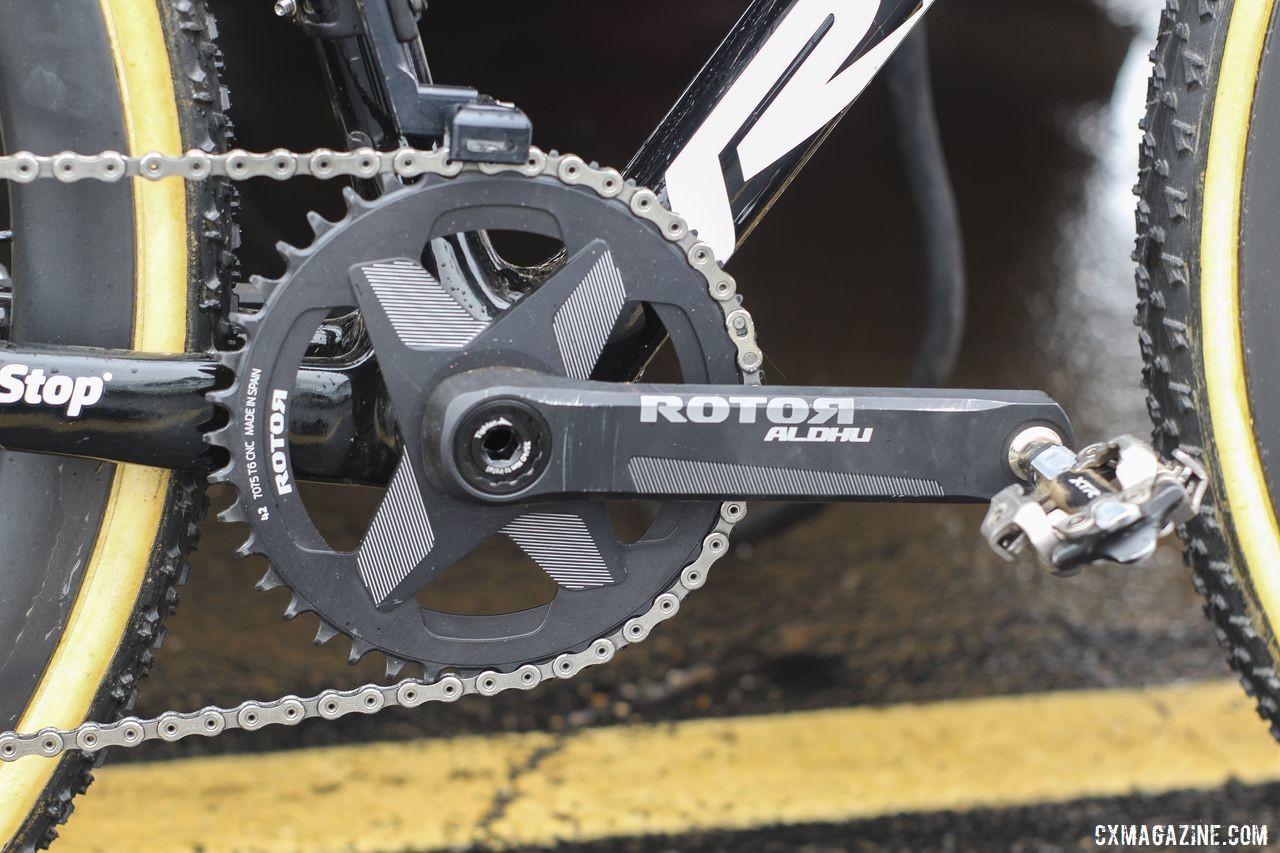 Iserbyt ran a Rotor ALDHU 3D+ crank with a 42t Rotor ring. Eli Iserbyt's 2019 World Cup Waterloo Ridley X-Night SL Disc. © Z. Schuster / Cyclocross Magazine