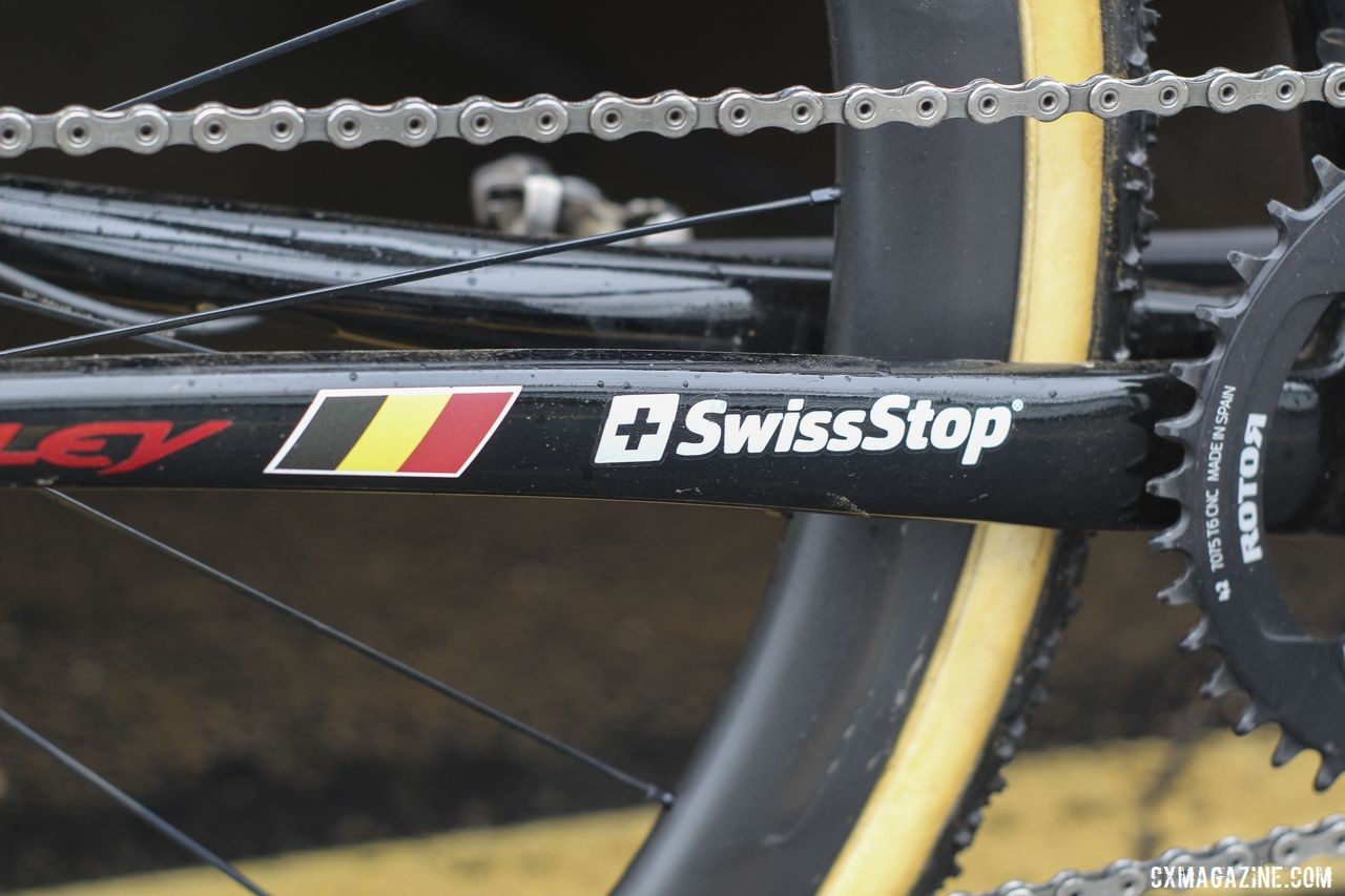 SwissStop is a sponsor, and well, Iserbyt is from Belgium. Eli Iserbyt's 2019 World Cup Waterloo Ridley X-Night SL Disc. © Z. Schuster / Cyclocross Magazine