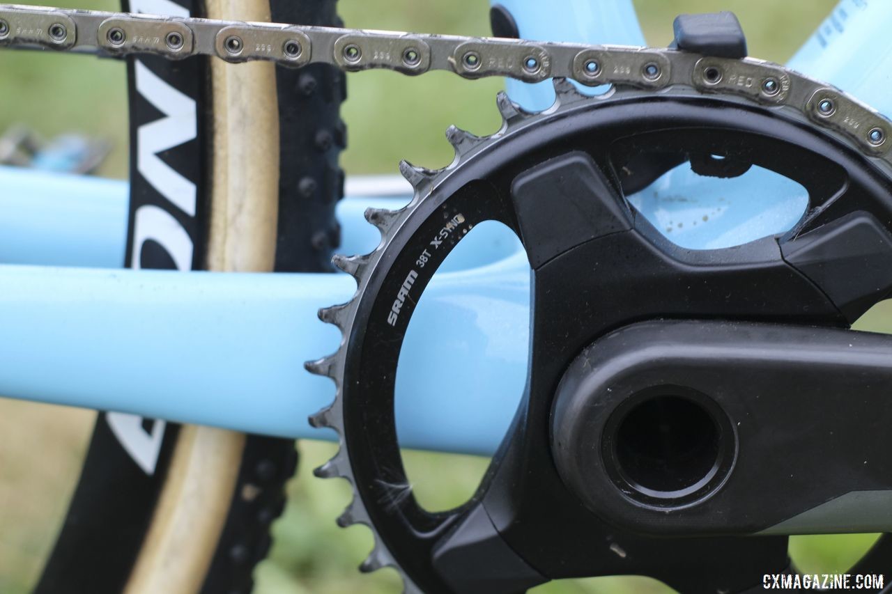 Neff ran a 38t chain ring to help her spin through the Waterloo mud. Jolanda Neff's 2019 World Cup Waterloo Trek Boone. © Z. Schuster / Cyclocross Magazine