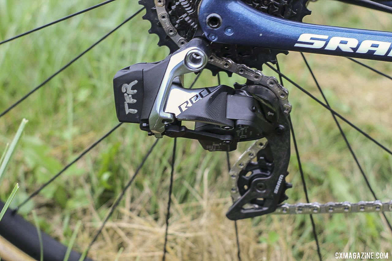 Neff ran the new SRAM Red eTap AXS rear derailleur with her 1x setup. Jolanda Neff's 2019 World Cup Waterloo Trek Boone. © Z. Schuster / Cyclocross Magazine