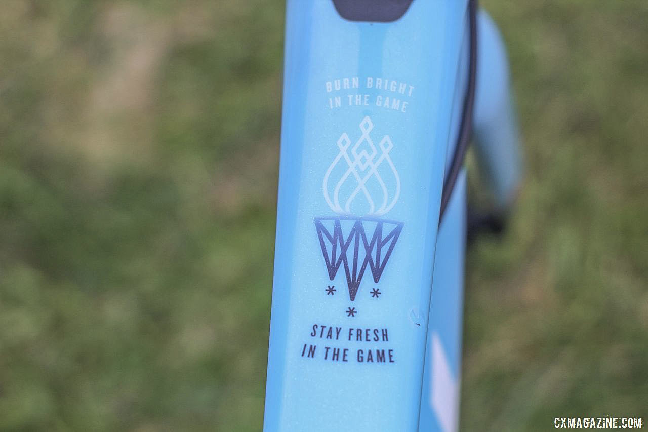 Each rider on the TFR team has a personalized top tube. Jolanda Neff's 2019 World Cup Waterloo Trek Boone. © Z. Schuster / Cyclocross Magazine