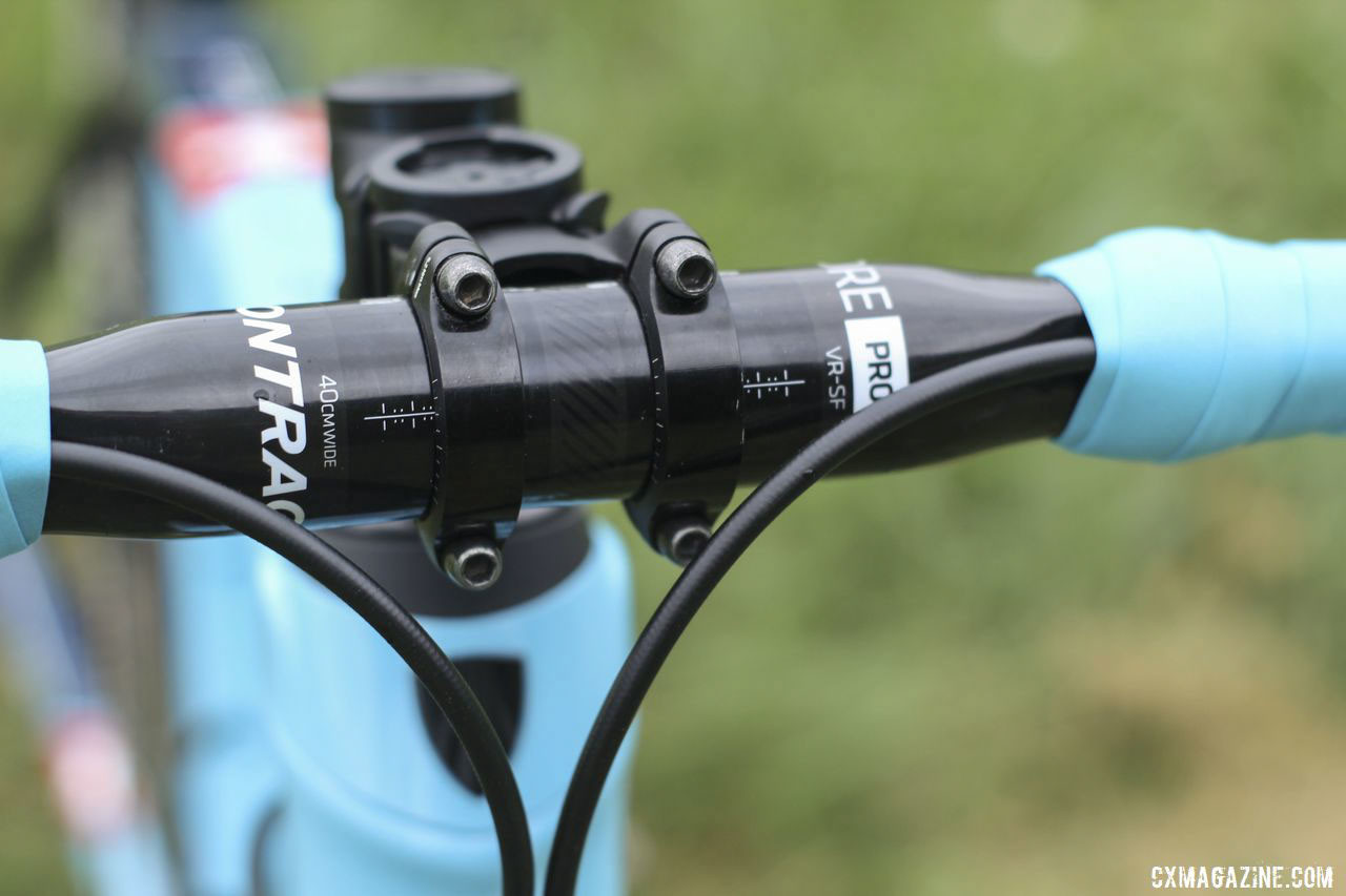 Neff ran a 40cm Bontrager IsoCore Pro carbon handlebar. Jolanda Neff's 2019 World Cup Waterloo Trek Boone. © Z. Schuster / Cyclocross Magazine