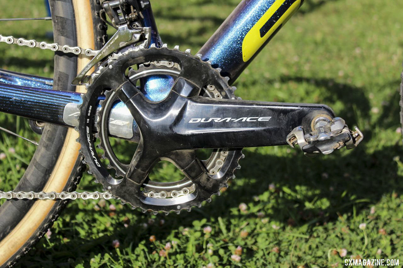 Baestaens kept it Euro with a Shimano Dura-Ace R9100 crank and 46/39t chain rings. Vincent Baestaens Rochester Day 1 Winning Scott Addict CX. © Z. Schuster / Cyclocross Magazine