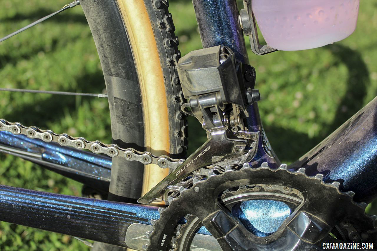 Baestaens ran a Dura-Ace Di2 gruppo, including a R9150 front derailleur. Vincent Baestaens Rochester Day 1 Winning Scott Addict CX. © Z. Schuster / Cyclocross Magazine