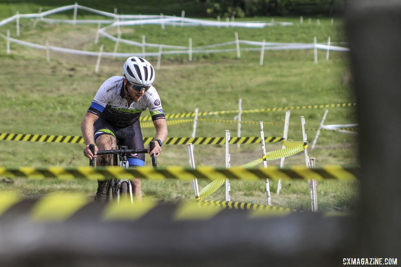 Matt Riley broke from the chase and finished a solo second. 2019 CCC Hopkins Park CX at Indian Lakes. © Z. Schuster / Cyclocross Magazine