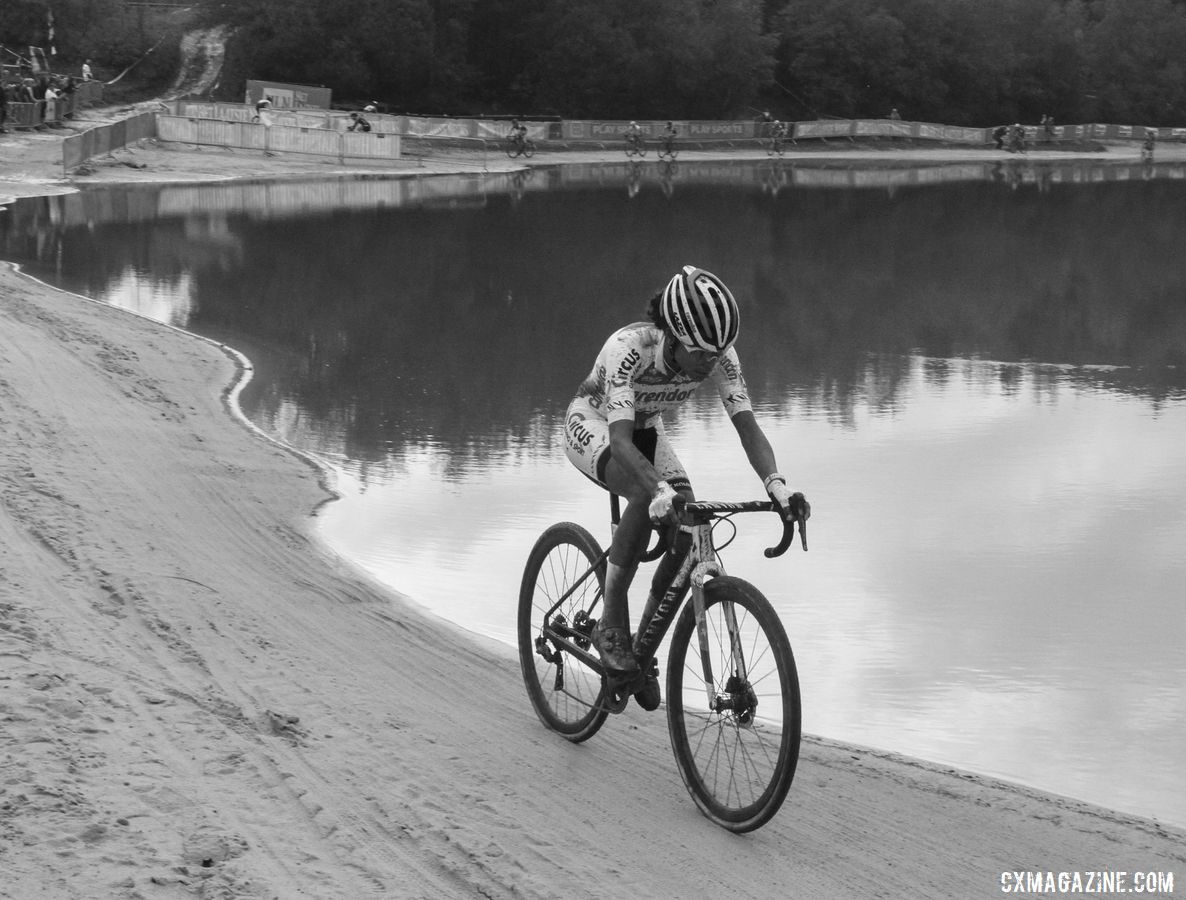Ceylin Alvarado went solo roughly 15 minutes into the race. 2019 Superprestige Gieten. © B. Hazen / Cyclocross Magazine
