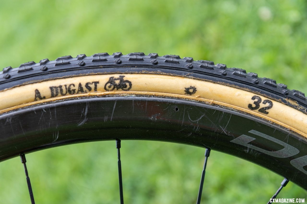 Dutch tire manufacturer Dugast is known for producing a supple casing. In Waterloo Meeusen used the mixed condition Typhoon. Tom Meeusen's Canyon Inflight CF SLX. © A. Yee / Cyclocross Magazine