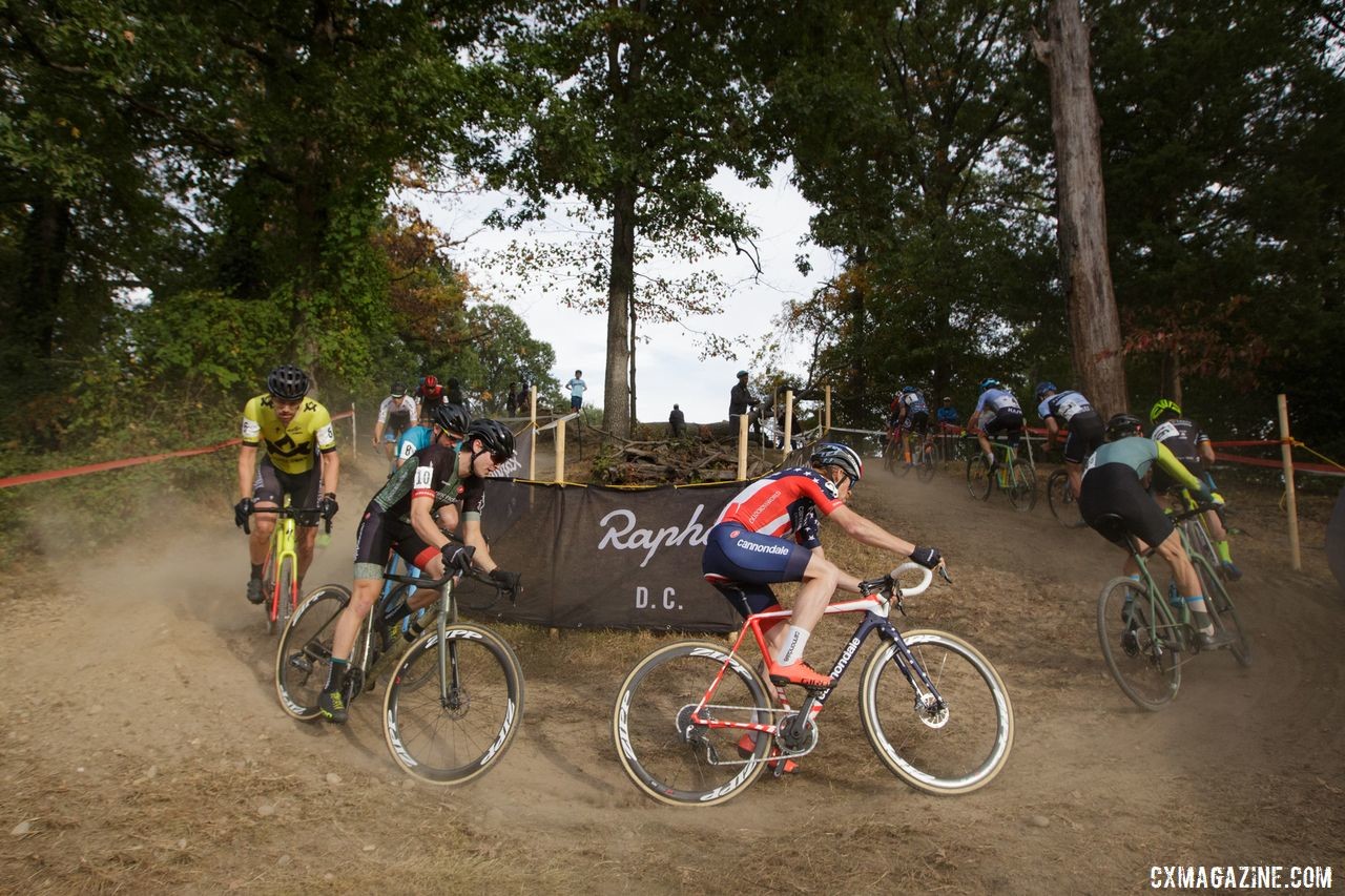 This downhill off-camber was dry and dusty on Saturday. On Sunday, not so much. 2019 DCCX Day 1. © Bruce Buckley