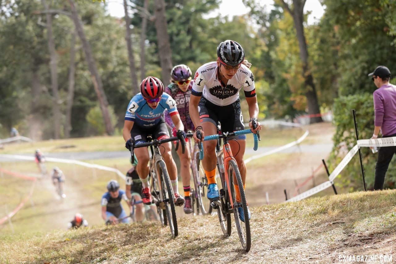 Racing in the Elite Women's race was tight throughout on Saturday. 2019 DCCX Day 1. © Bruce Buckley