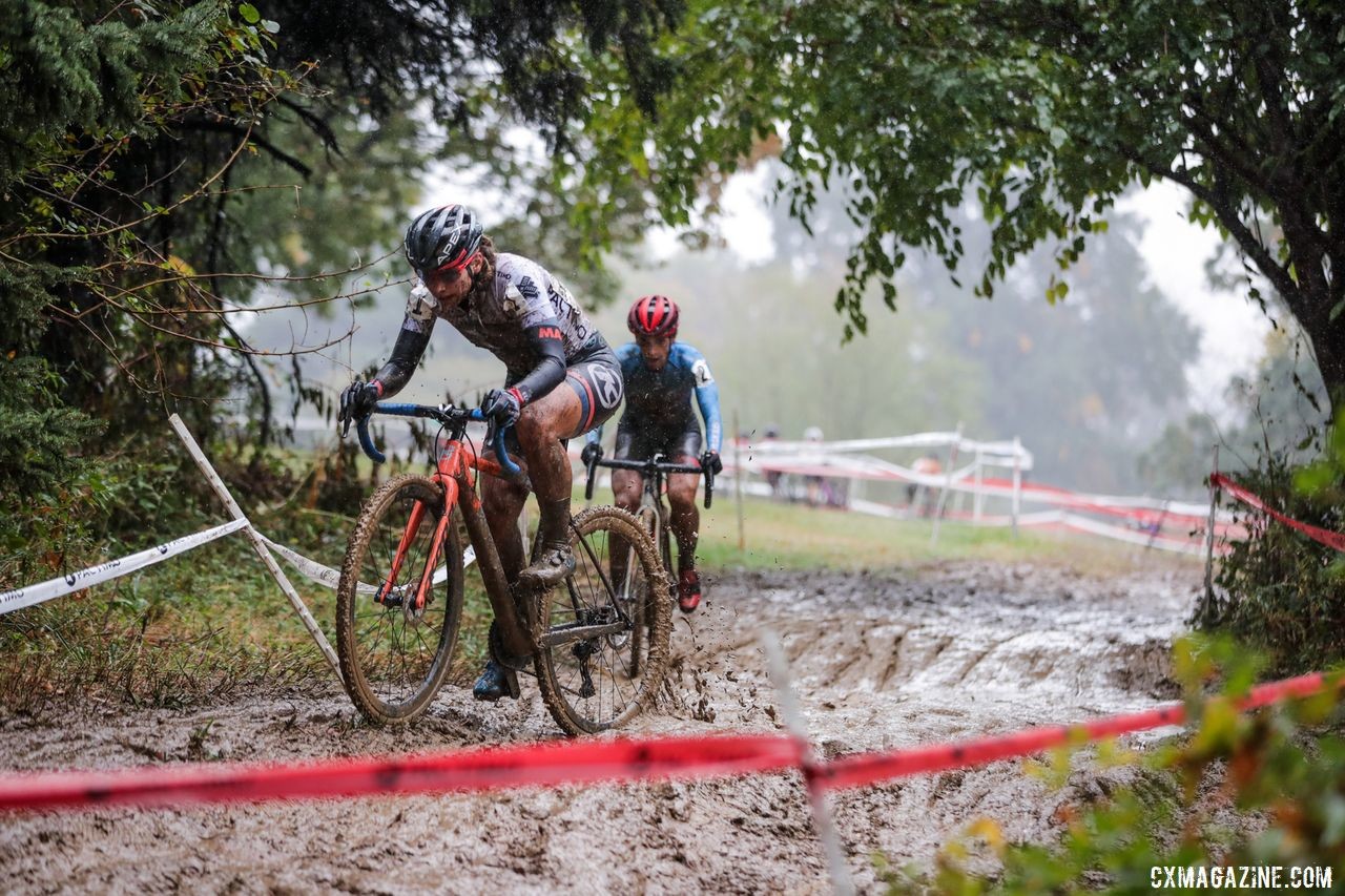 Becca Fahringer and Courtenay McFadden battle in the Day 2 mud. 2019 DCCX Day 2. © Bruce Buckley