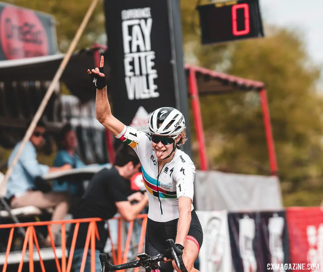 Maghalie Rochette took the Day 1 win at FayetteCross. © Kai Caddy