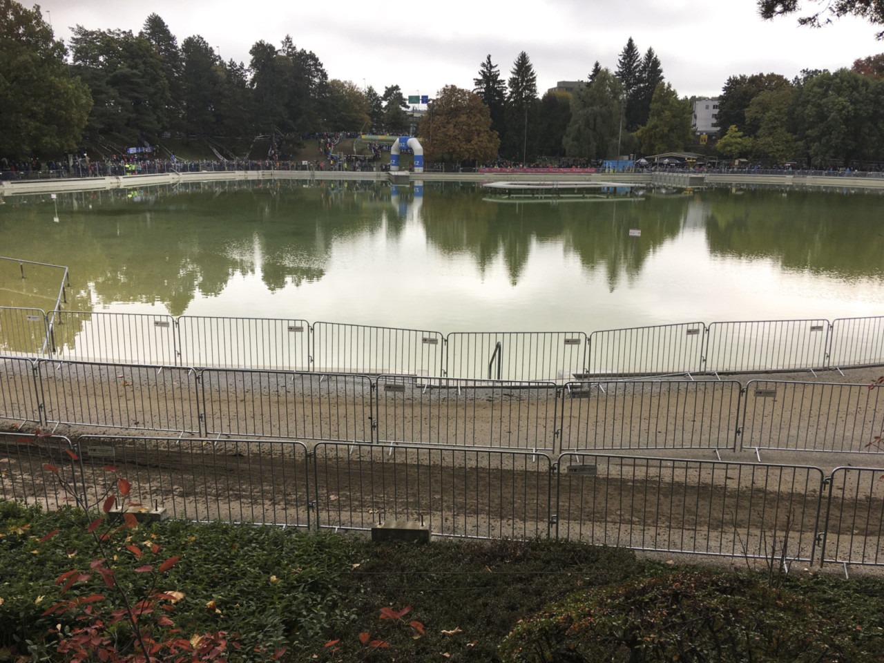 The Bern course surrounds a large swimming pool. © Corey Coogan Cisek