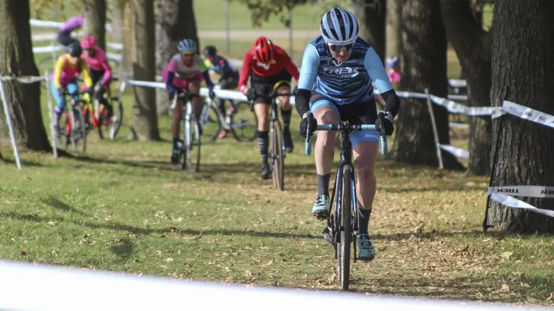 Feldy Poof Erin Feldhausen took the lead early in the Elite Women's race. 2019 Cross Fire Halloween Race, Wisconsin. © Z. Schuster / Cyclocross Magazine