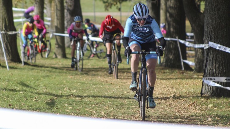 Feldy Poof Erin Feldhausen took the lead early in the Elite Women's race. 2019 Cross Fire Halloween Race, Wisconsin. © Z. Schuster / Cyclocross Magazine