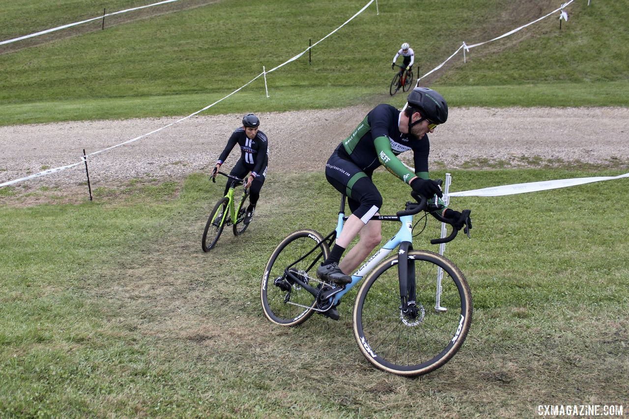 Isaac Neff, Cole House and Corey Stelljes battled at the front early in the race. 2019 Cross Fire Halloween Race, Wisconsin. © Z. Schuster / Cyclocross Magazine