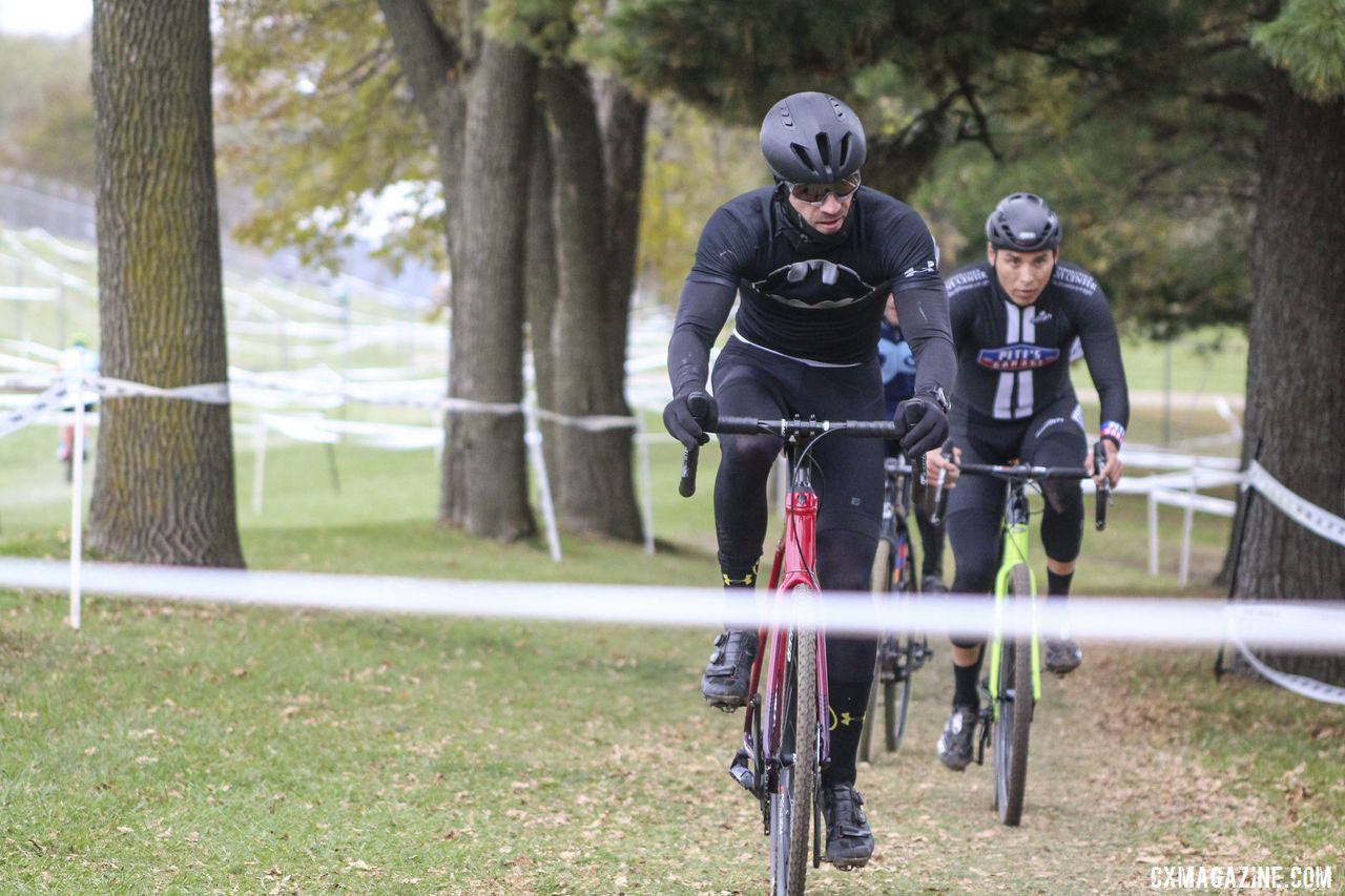 Batman made an appearance in the Elite Men's race. 2019 Cross Fire Halloween Race, Wisconsin. © Z. Schuster / Cyclocross Magazine