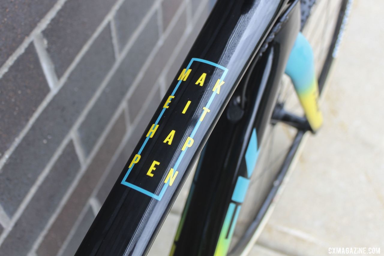 "Make It Happen" is Nys' mantra. Thibau Nys' 2019/20 Trek Boone. © Z. Schuster / Cyclocross Magazine