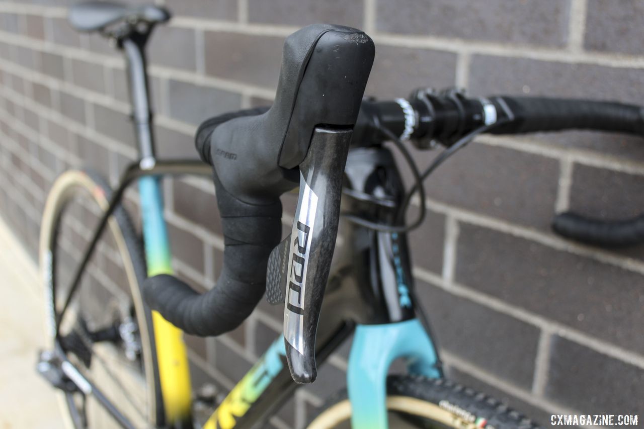 Nys' SRAM build included the new Red eTap AXS Shift-Brake levers. Thibau Nys' 2019/20 Trek Boone. © Z. Schuster / Cyclocross Magazine