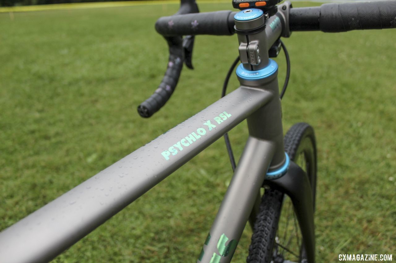 The top tube on the Psychlo X RSL tapers from circular to flat. Brannan Fix's 2019/20 Moots Psychlo X RSL Cyclocross Bike. © Z. Schuster / Cyclocross Magazine