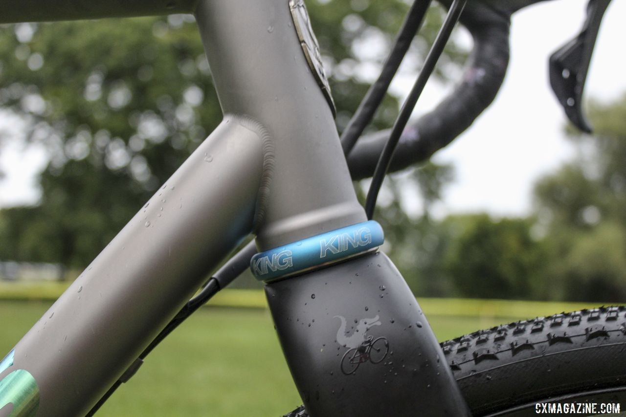 Riders on the Alpha Bicycle - Groove Subaru get to choose the color of their Chris King headsets. Brannan Fix's 2019/20 Moots Psychlo X RSL Cyclocross Bike. © Z. Schuster / Cyclocross Magazine
