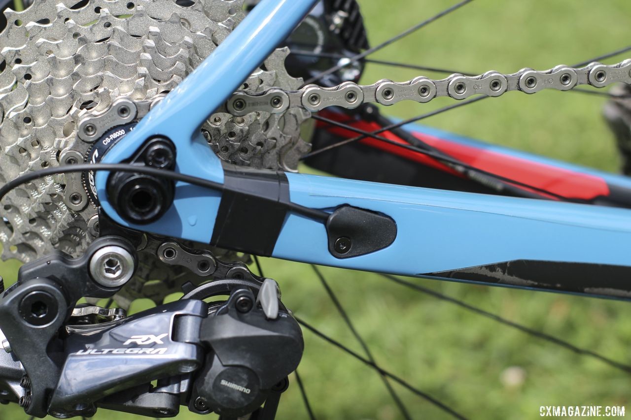 Like most carbon bikes, the Vault has internal routing for rear derailleur wires and cables. Courtenay McFadden's Pivot Vault Cyclocross Bike. © Z. Schuster / Cyclocross Magazine