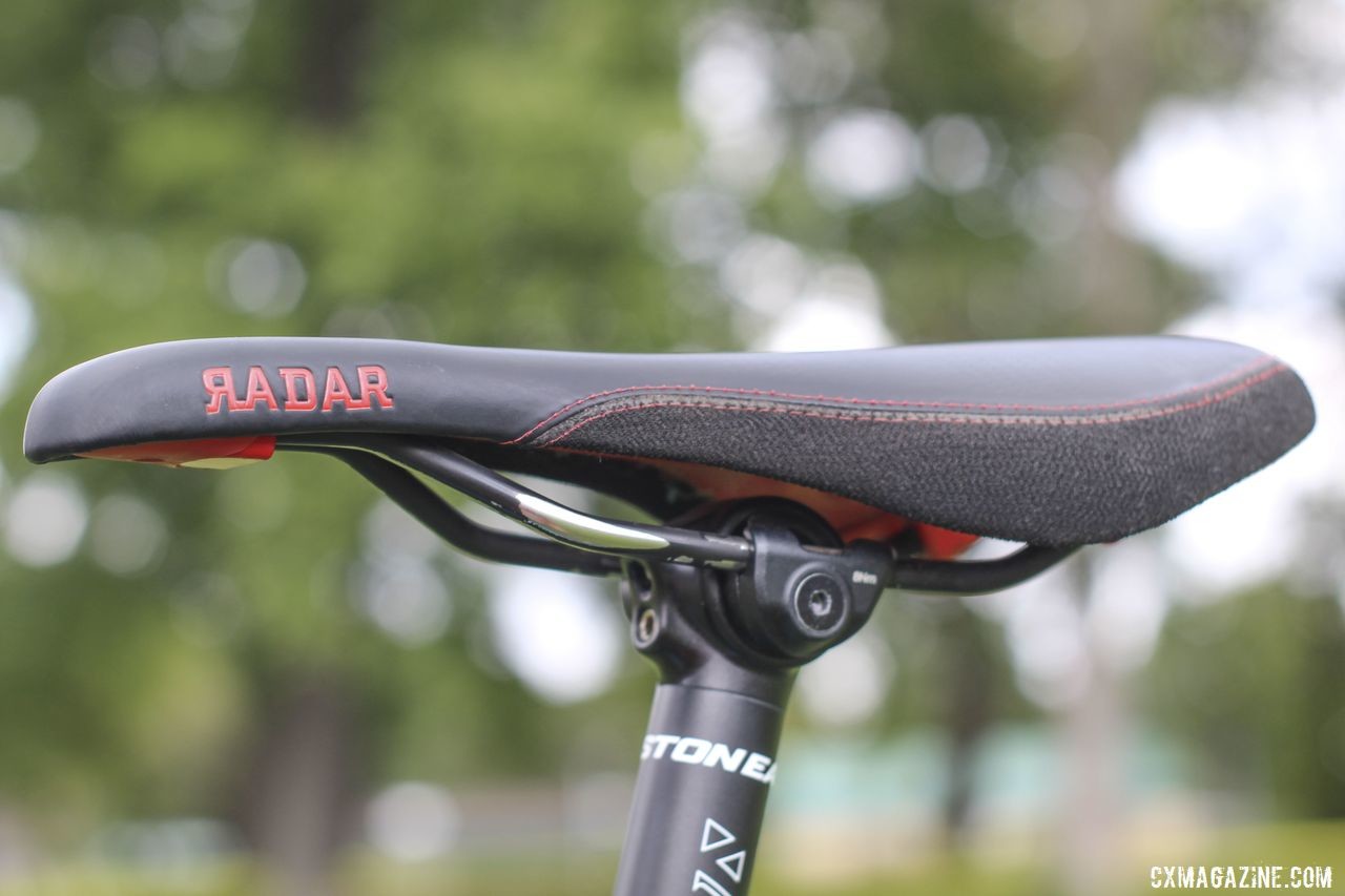 SDG is the team saddle sponsor this year, and McFadden ran a Radar model. Courtenay McFadden's Pivot Vault Cyclocross Bike. © Z. Schuster / Cyclocross Magazine