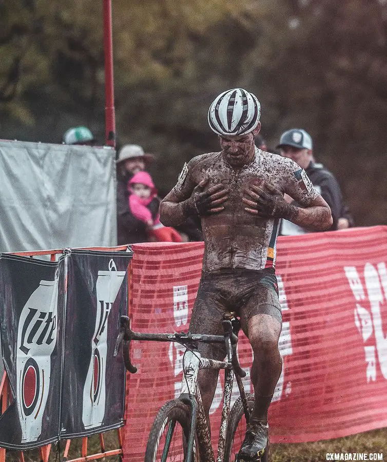 Curtis White continued his impressive season with a Day 2 win. 2019 FayetteCross, Fayetteville, Arkansas. © Kai Caddy