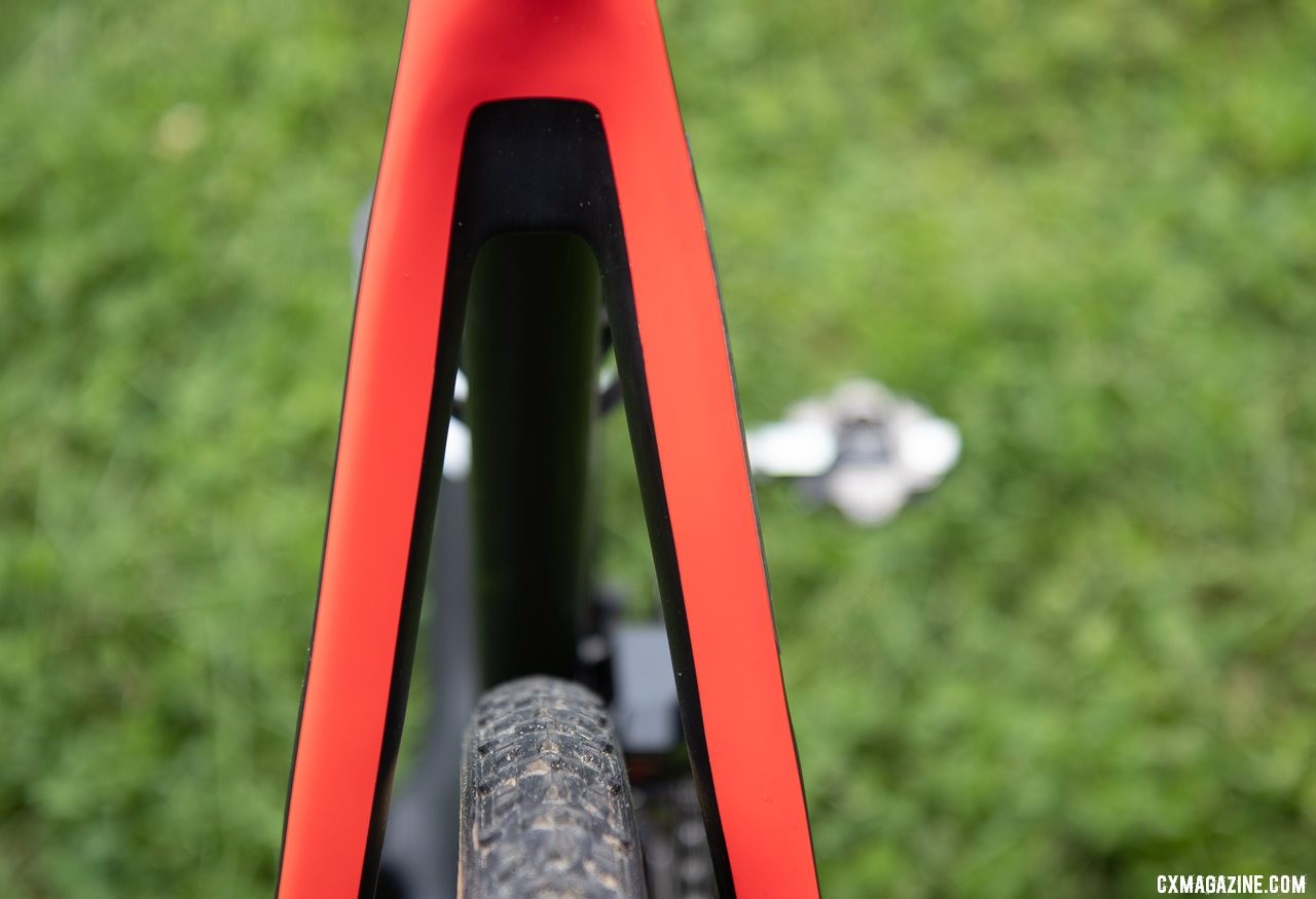 The race-oriented frame has a bridgeless seatstay. Gianni Vermeersch's Stevens Super Prestige cyclocross bike. © A. Yee / Cyclocross Magazine