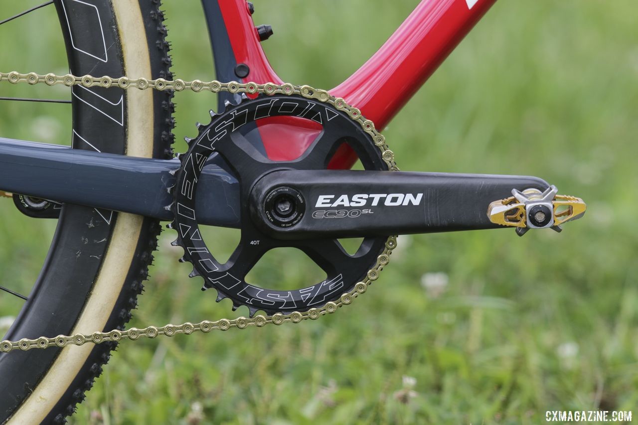 Van den Ham ran an Easton EC90 SL crank with a 40t narrow-wide Easton chain ring at Jingle Cross. Michael van den Ham's Canadian Champ Giant TCX Advanced Pro. © D. Mable / Cyclocross Magazine