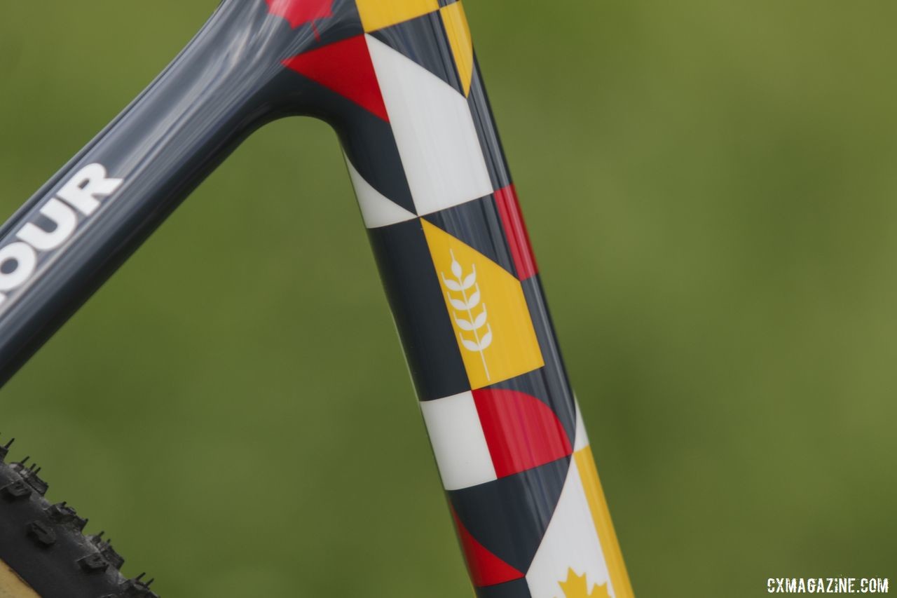 The stalk of wheat pays homage to Van den Ham's home of Brandon, Manitoba. Michael van den Ham's Canadian Champ Giant TCX Advanced Pro. © D. Mable / Cyclocross Magazine