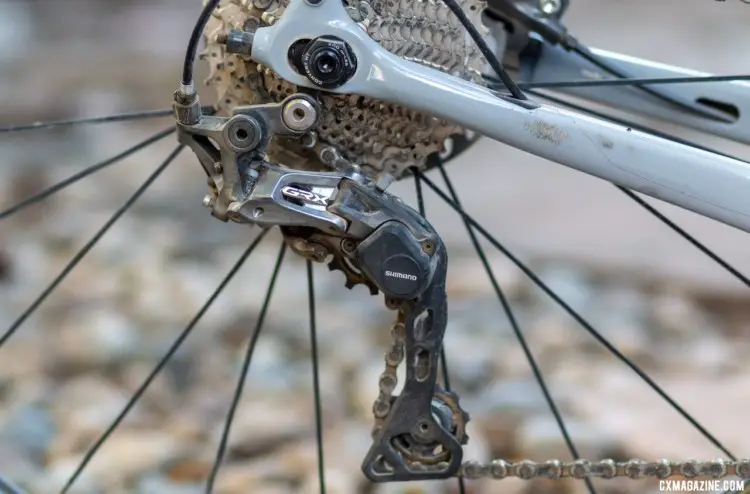 Shimano's gravel-oriented GRX mechanical rear derailleur come in both 1x (RX812) and 2x (RX810) configurations. We tried the RX812 in a 2x configuration with success. © A. Yee / Cyclocross Magazine