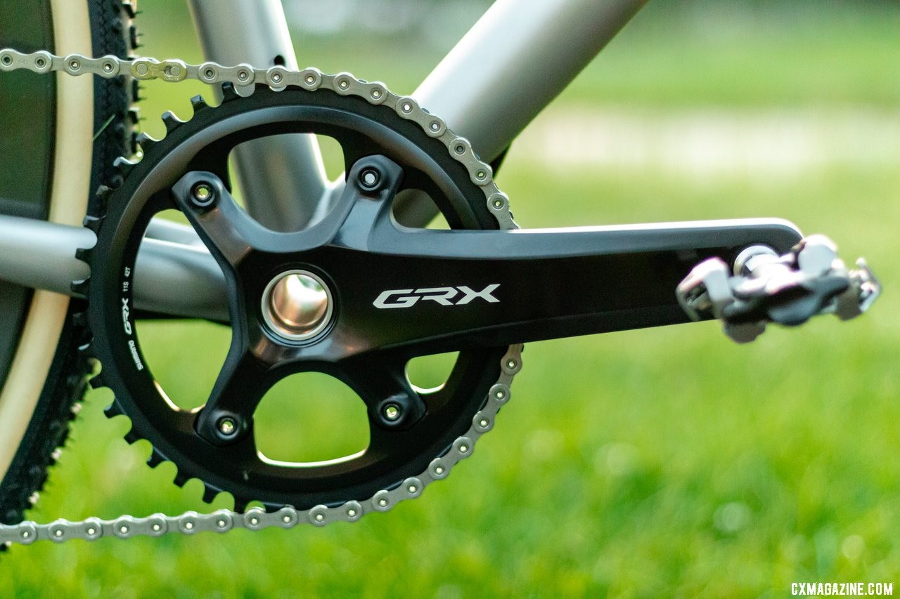 Shimano's gravel-oriented GRX mechanical components include 1x and 2x crankset options. There are 40t and 42t chain ring options. © A. Yee / Cyclocross Magazine