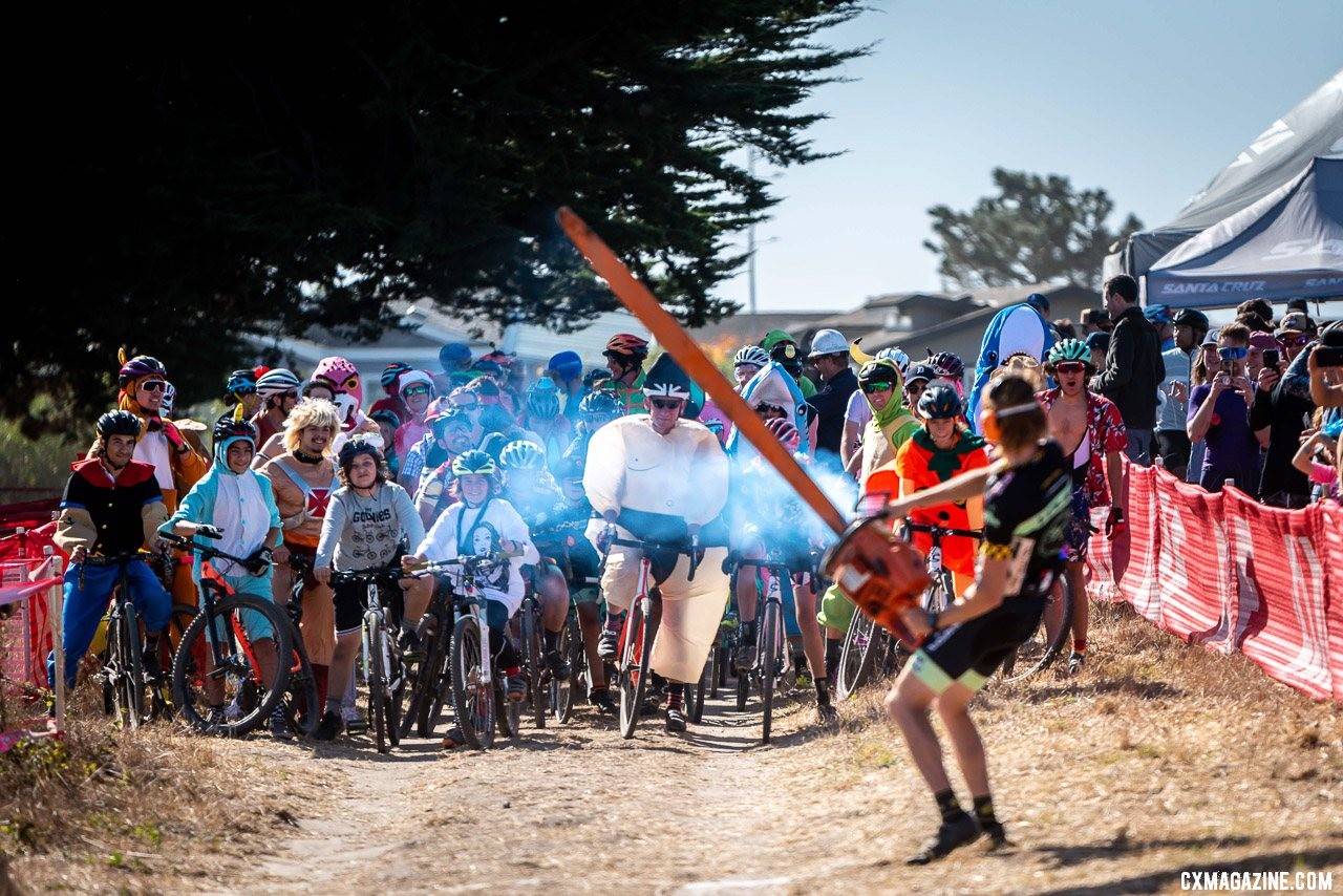 A scary start to the costume race. 2019 Surf City CX. © Jeff Vander Stucken