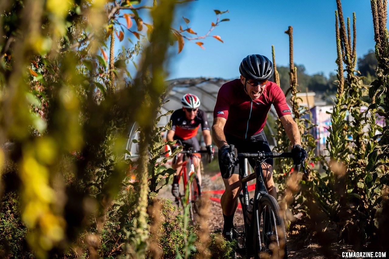 One section of the course ran through a community garden - including a greenhouse. 2019 Surf City CX. © Jeff Vander Stucken