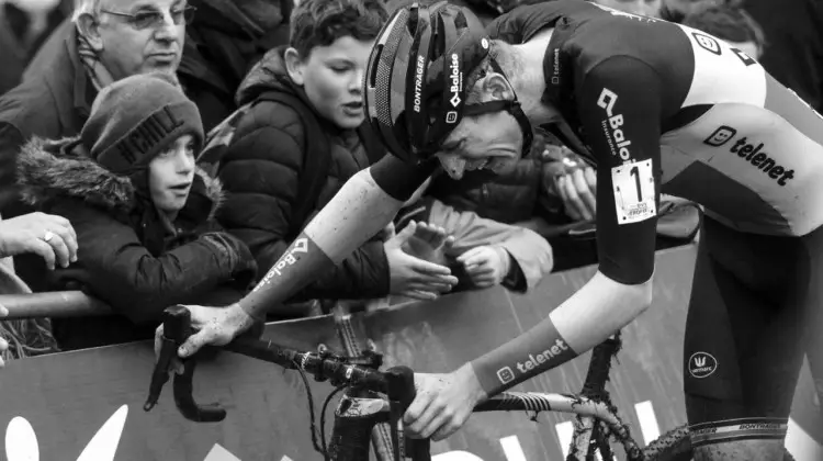 Toon Aerts was blasted after going up the Koppenberg so many times. 2019 DVV Trofee Koppenbergcross. © B. Hazen / Cyclocross Magazine