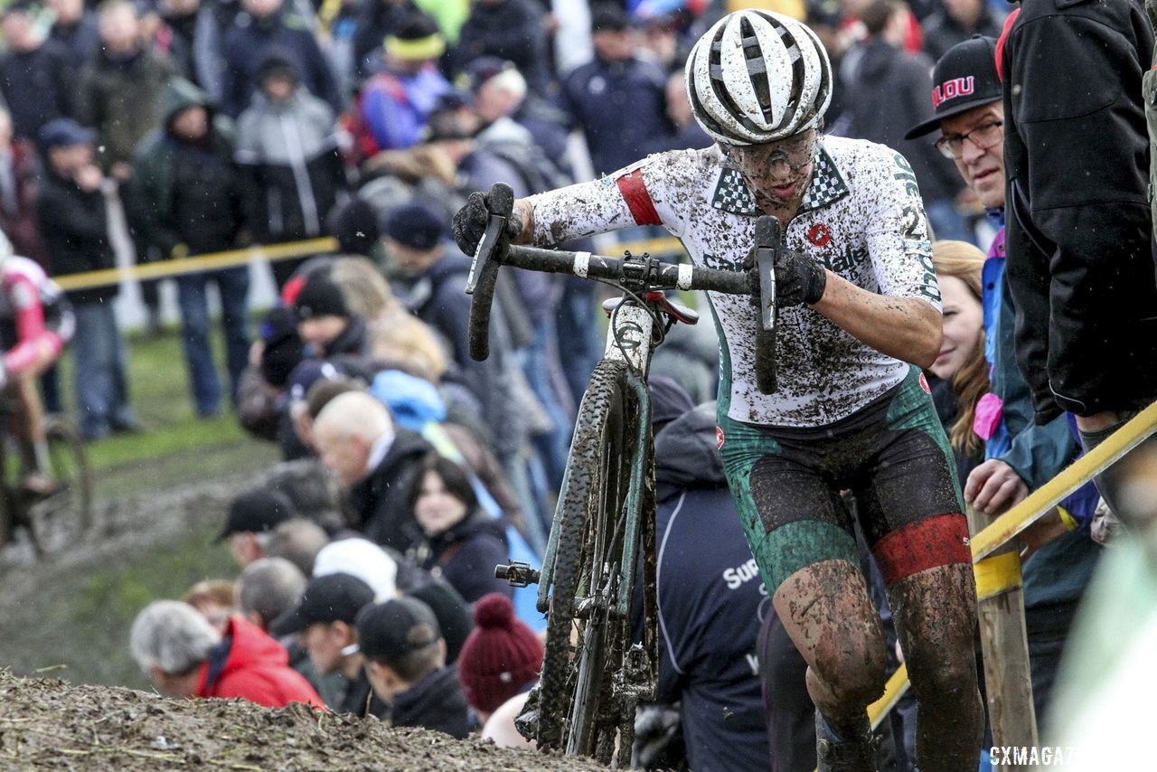 Kaitie Keough had a strong day on Sunday, finishing 4th. 2019 Superprestige Ruddervoorde. © B. Hazen / Cyclocross Magazine