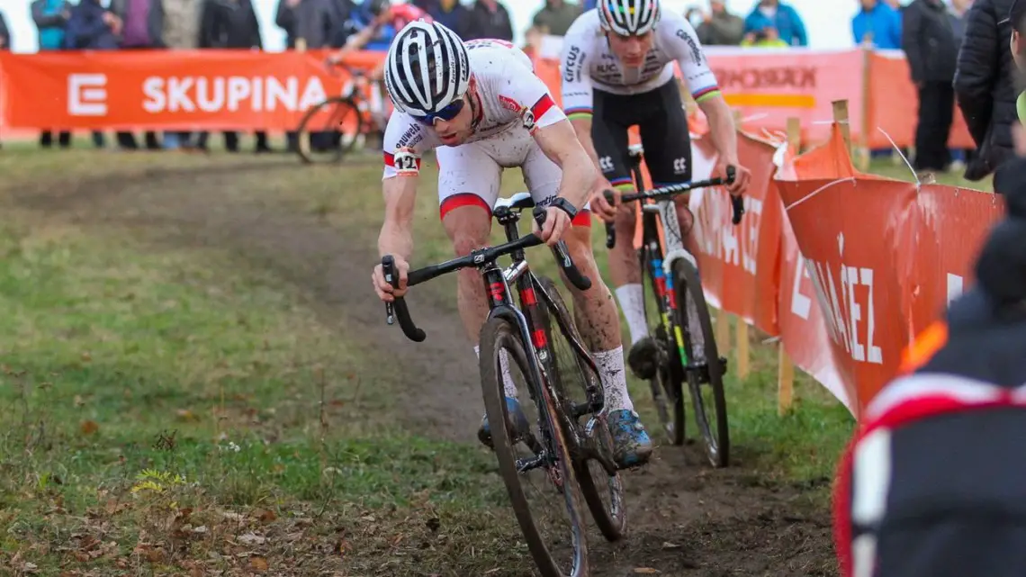 The 2019 UCI Cyclocross World Cup Men's race in Tabor was a thrilling battle between Eli Iserbyt and Mathieu van der Poel. © B. Hazen / Cyclocross Magazine