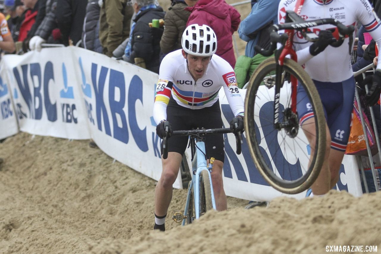 Hecht rode what he could. 2019 World Cup Koksijde. © B. Hazen / Cyclocross Magazine
