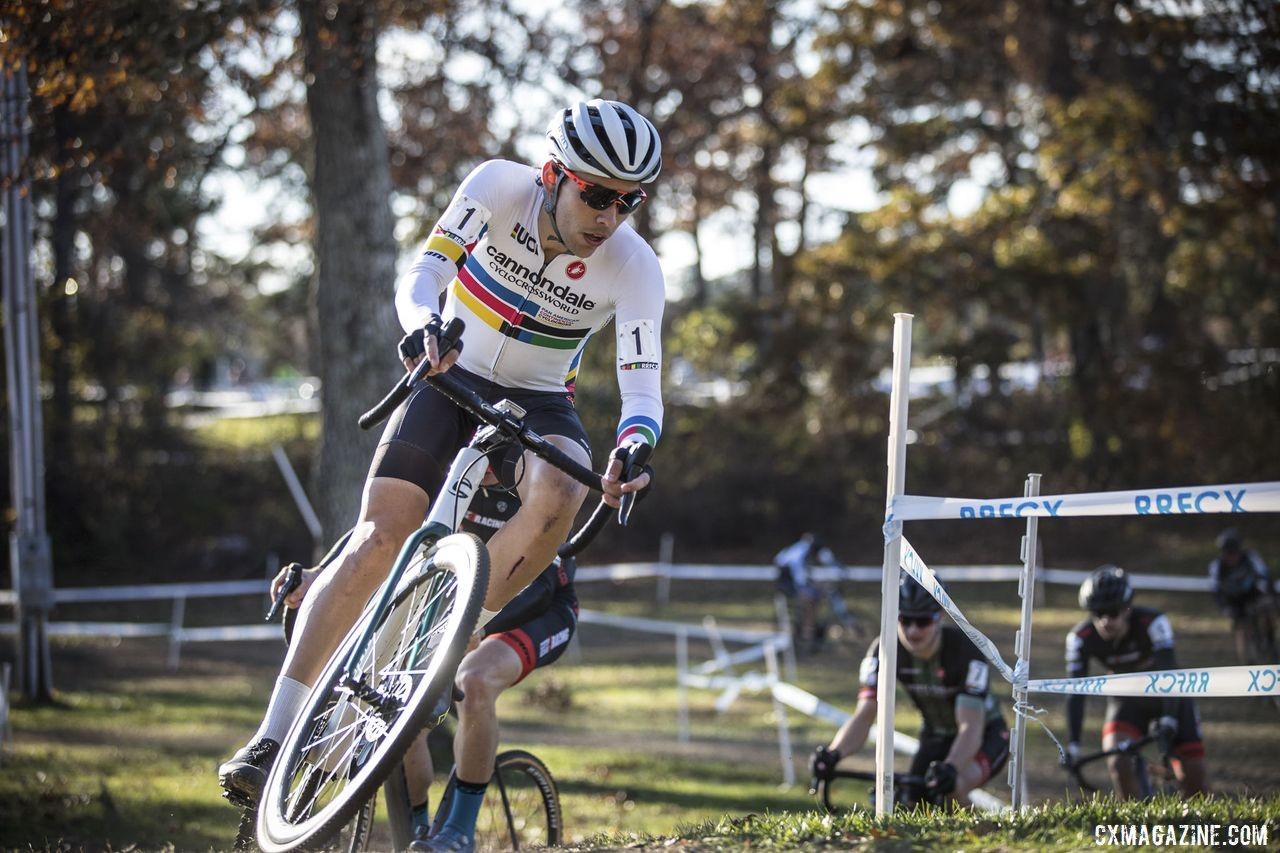 Curtis White waited to attack and then made the most of it. 2019 Really Rad Festival of Cyclocross Day 2. © Angelica Dixon