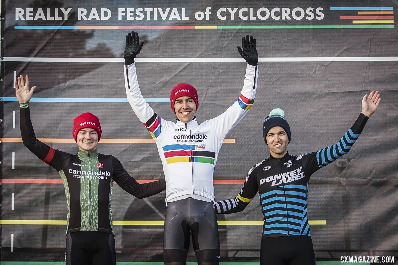 Elite Men's podium: Curtis White, Lane Maher and Tobin Ortenblad. 2019 Really Rad Festival of Cyclocross Day 2. © Angelica Dixon