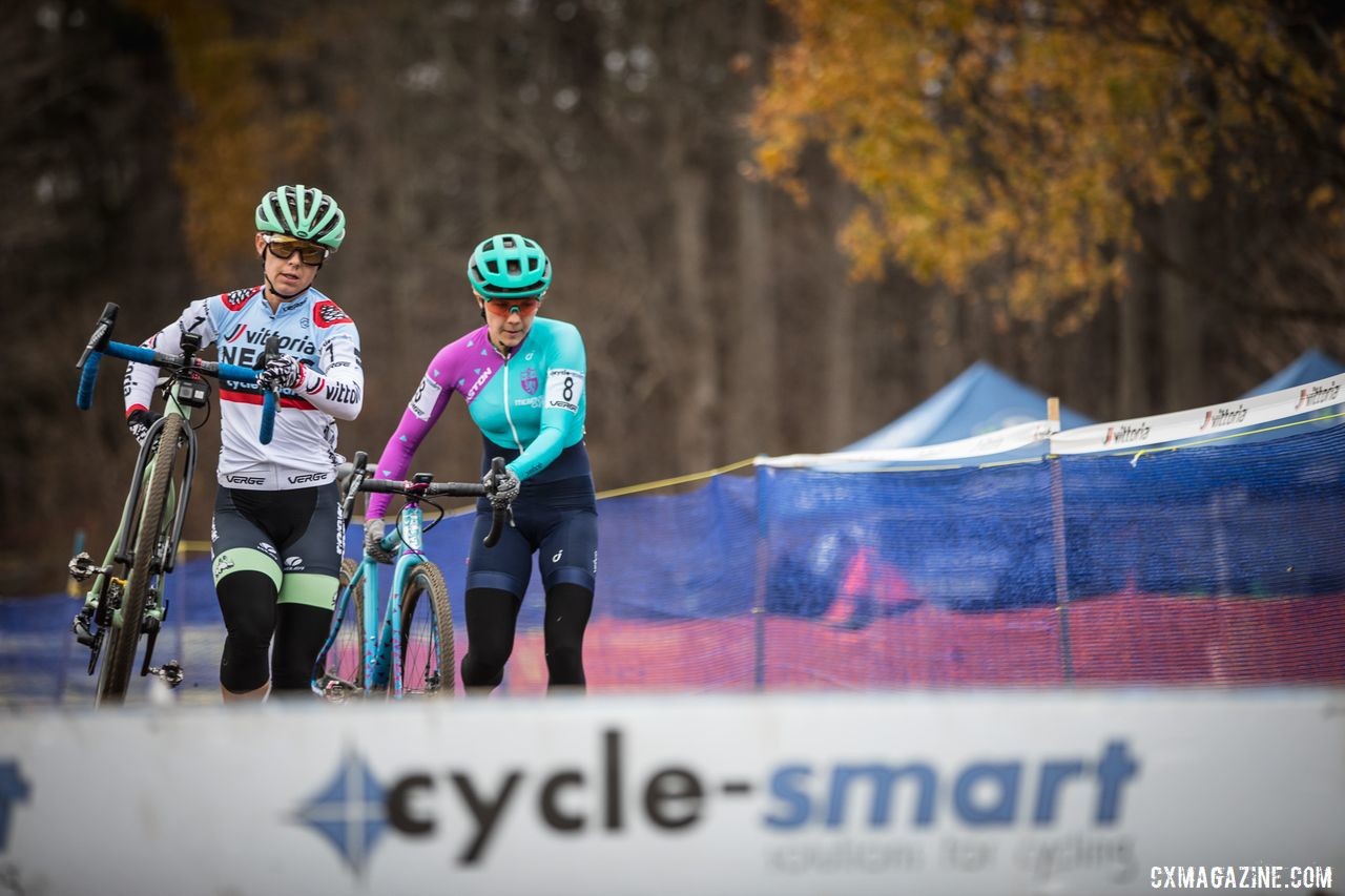 Caroline Nolan battles Caitlin Bernstein at the barriers. 2019 Northampton International Day 2. © Angelica Dixon