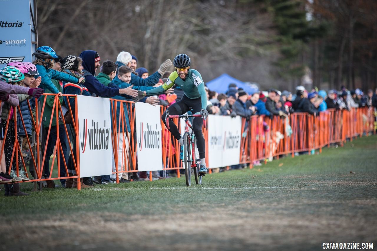 Ben Frederick celebrates his third-place finish. 2019 Northampton International Day 2. © Angelica Dixon